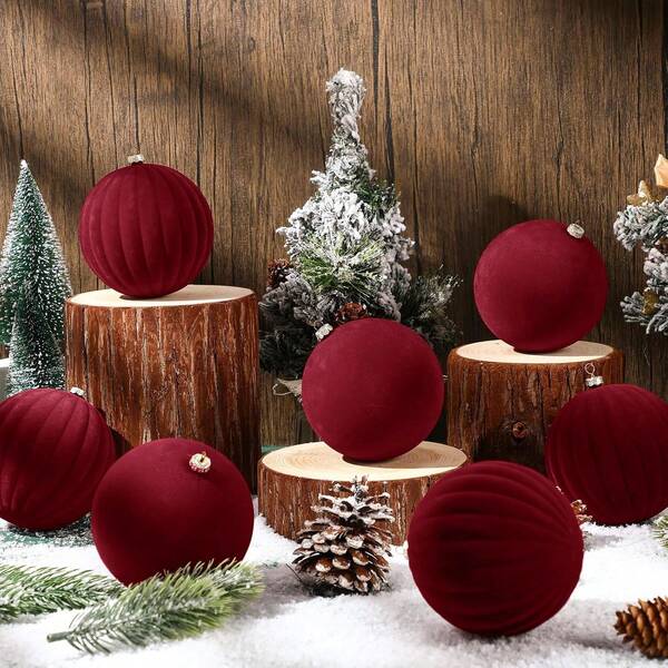 2 piezas Bolas de Navidad de terciopelo de 10 cm Adornos de bolas de árbol de Navidad de terciopelo Bolas de plástico para colgar en el árbol de Navidad, decoración para el hogar, guirnalda, boda, fiesta, decoraciones navideñas, decoración de invierno