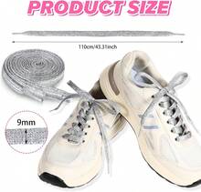 Ouligay 2 Pairs Silver Glitter Sparkle Shoe Laces For Sneakers, 9mm Wide Sparkly Shoelace 43 Inch Flat Bling Shinny Metallic Shoe Strings 110cm Fun Fancy Shoestrings For Adult Kids Men Women