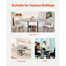 Round Dining Table, 47 Inch Wood Table For 4-6 Person, Modern Circle Dinner Furniture, Leisure Tables With Storage Shelf And Metal Legs, For Home Kitchen Living Room, Grey (Only Table) - Grey - View 6