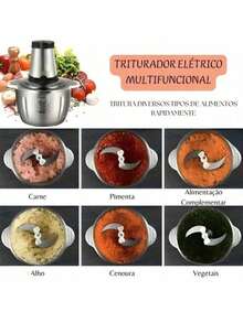 2L Electric Food Processor - Meat, Vegetable And Seasoning Grinder | Stainless Steel Bivolt 110V/220V - Ver 4