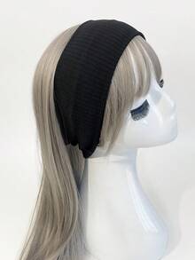 1pc Minimalist Knit Headband, College Casual Sports Headwrap, Pink/Black/White, Versatile Accessories For Men & Women, Year Round Use,Hair Accessories,Turban Headband,Sweatband, School Stuff, College, Headbands Fall Winter Hair Band For Vacation Outfits Woman Elegant Scarf Women Bandanas Soft Headwrap - 黑色 - 查看 6