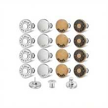 6 Pcs No-Sew Jeans Button Pins - Adjustable Waist Tightener, Quick Adjustment, Suitable For Loose Jeans, Skirts, Pants - Clothing Fasteners,  Wooden Buttons, Made Of -Friendly Materials, Simple Design,  Fashion, DIY Repair, Essential For Fashion Enthusiasts - 隨機款式-6件 - 查看 1