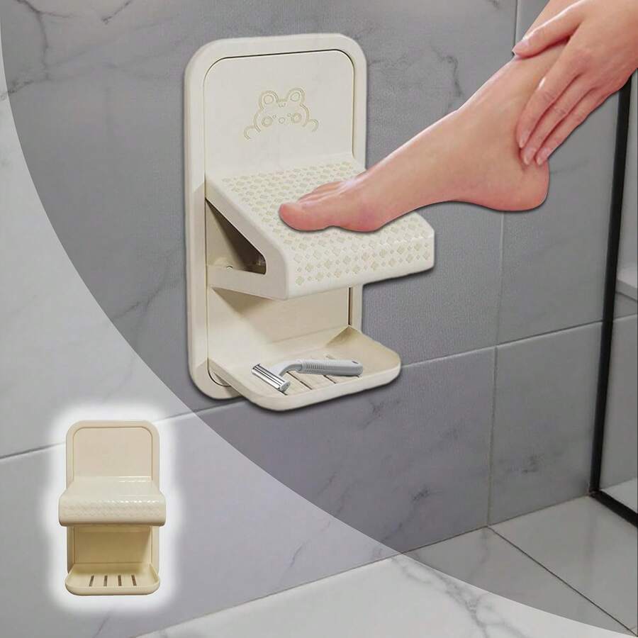 HBSTK Shower Foot Rest With Tray, Shower Stool For Shaving Legs No Drilling Required, Strong Support Shower Foot Stool, Foot Rest For Shower To Shave Legs, Suitable For Tiles, Glass Marble() - đen - Xem 1
