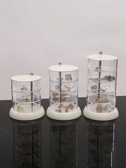 1 Peça Organizador de Joias Giratório de 360° em Acrílico Transparente, Estojo de Exibição Multicamadas à Prova de Poeira para Brincos, Anéis, Colares, Pulseiras e Acessórios de Cabelo, Solução de Armazenamento Elegante para Vaidade de Meninas e Mulheres, Perfeito para Presentes de Feriados e Glamour Diário