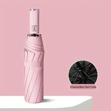 1把自动折叠伞，10根钢骨，190T伞面，防风设计，一键开合，便携旅行伞，塑料手柄，自动防风伞，女士适用，雨伞，强光防雨，高品质男女通用伞，通勤、旅行、日常使用的理想之选 - 成人礼品 - 多色 - 查看 5