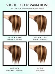 Hair Toppers For Women Real Human Hair 8-14inch Straight Human Hair Topper With Bangs Skin Scalp Big Base Cover Thinning Or Loss Top Pieces Real HairPieces 360°3D Bangs Thinning Blonde Hair For Daily - Multicolor - View 10