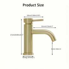 1 件金色不锈钢冷热水龙头 - 单把手浴室水槽混合水龙头，适用于家庭和梳妆台，节水设计，包含安装硬件，拉丝金属饰面，豪华洗脸盆水龙头 | 优雅的水龙头款式 | 不锈钢水龙头