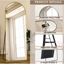 16"X59" Arched Full Length Mirror Full Body Free Standing Floor Mirror