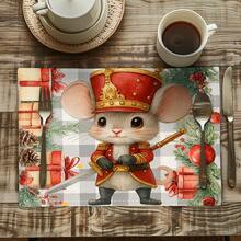 1/4pcs/10pcs Christmas Mouse Plaid Red Berry Decor Table Runner & Placemat Set, Holiday Table Decor Fabric Flags, Home Decor, Gifts, Table Flags & Placemats Suitable For Indoor & Outdoor Celebrations, Seasonal Party Supplies, Kitchen Dining Table Decor, Party Table Decor, Home Room Decor Table Flags, Restaurant Decor Tablecloth