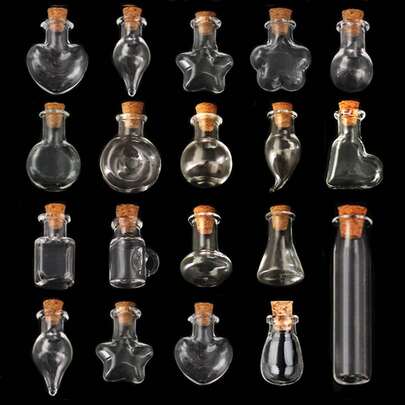 24pcs Mini Glass Wishing Bottles With Cork Stoppers, Transparent Drift Bottle, Wishing Bottle, Small Wishing Message Jars, Glass Bottle Pendant, Perfume Bottle, DIY Crafts, DIY Decor For Party, For DIY Crafts, Perfumes, Aromatherapy & Essential Oils, Wedding Gift, Valentine New Year Gifts, Party Favors