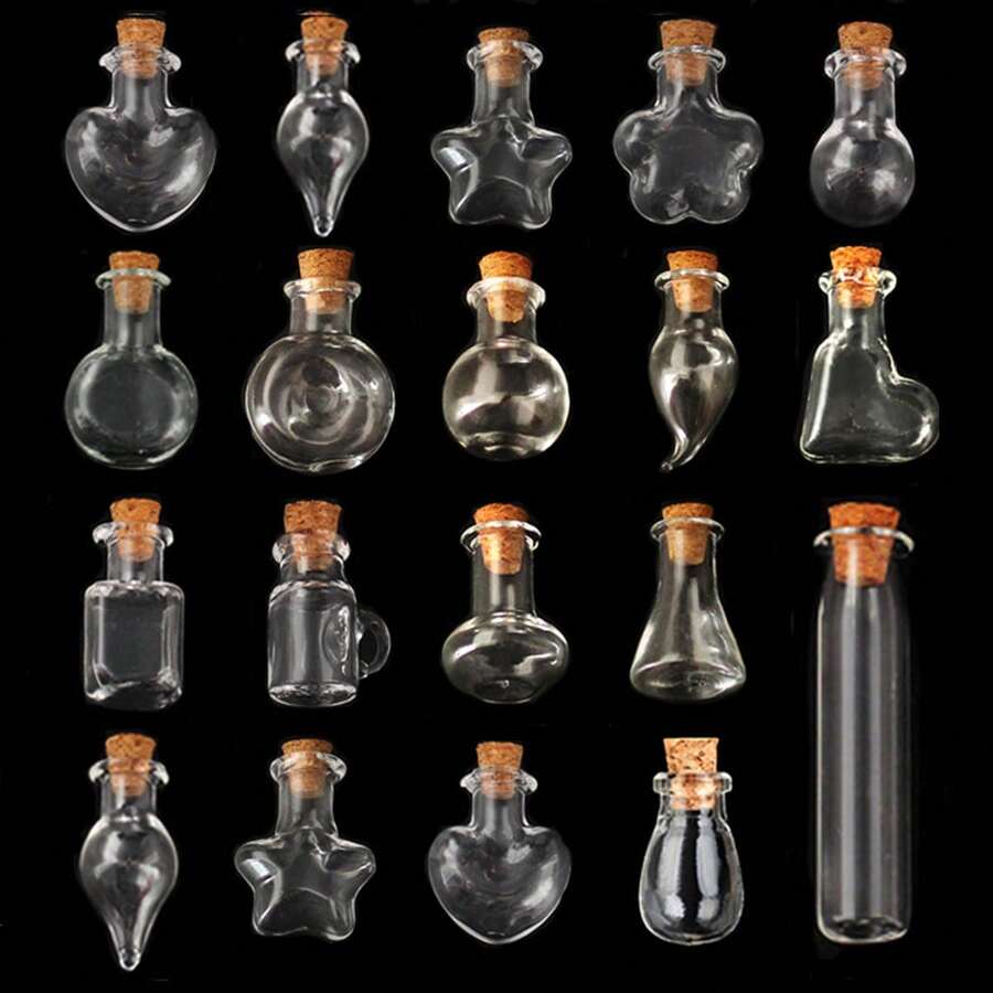 24 件迷你玻璃许愿瓶，带软木塞，透明漂流瓶，许愿瓶，小型许愿信息罐，玻璃瓶吊坠，香水瓶，DIY 工艺品，派对 DIY 装饰，适用于 DIY 工艺品、香水、香薰和精油、结婚礼物、情人节新年礼物、派对礼物