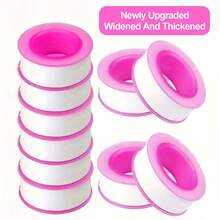 Praktyczna, minimalistyczna, biała, metalowa taśma uszczelniająca w ciasnym owinięciu, niebiesko-biała, plastikowa, na szpuli, doskonała do naprawy domowej instalacji wodno-kanalizacyjnej, montażu baterii kuchennych, podłączania armatury łazienkowej i uszczelniania rur przemysłowych