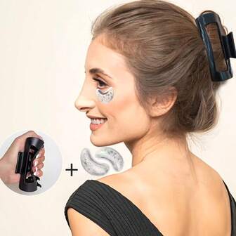 1 Set Mujer Anti-Suave Pinza de Pelo de Silicona + Almohadillas de Gel Reutilizables para los Ojos, Almohadillas para los Ojos para Terapia de Calor/Frío para Aliviar la Fatiga Ocular, Pinzas de Pelo Adecuadas para Cola de Caballo, Moño, Trenzas, Uso Diario y Ocasiones Especiales