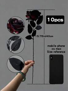 20/10/6pcs Set Artificial Black Rose Flowers, Long Stem, Suitable For Home, Wedding, Party, Halloween, Gothic Dark Style Decor, Outdoor Photography Props, Artificial Flowers, Dark Style Decor, Artificial Rose Bouquet - Multicolor - View 8