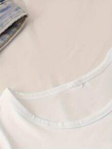 Women's Casual Short Sleeve T-Shirt - Soft And Breathable Polyester Blend, Quick Dry, Loose Fit, Bold 'Blind' Letter Print, Machine Washable, Suitable For Daily Outdoor Wear, Summer Clothes, Graphic Top, Lightweight Streetwear, Fashion Printed T-Shirt - 白色 - 查看 5