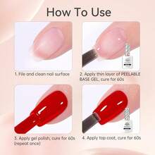 Peel Off Base Gel, Peelable Base Gel Coat For Gel Polish, Peelable Clear Foundation For Use With U V LED Nail Lamp, Nail Practice U V Nail Lamp Required Perfect For Beginners 15ML{"Color_name":"15mlPeelOffBaseGel"} - 15毫升撕拉式底霜 - 查看 9