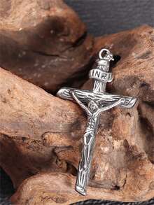 1 Stück Edelstahl Christliches Kreuz Halskette, Jesus Anhänger Religiöser Gebets Amulett Schmuck Geschenk für Männer und Frauen