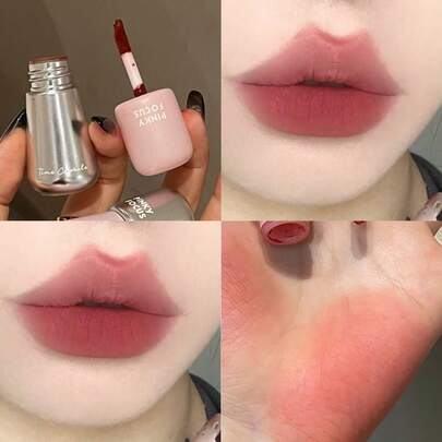 PINKYFOCUS 丝绒哑光唇彩 - 不粘腻，不拔干，自然提升唇色，学生平价奢华之选，情人节/圣诞节/生日送礼佳品