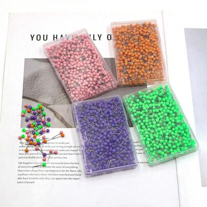 500pcs Map Pins 4x15mm Fishing Tackle Pearl Pins 4 Colors Available Corkboard & Paper Fixing Pins