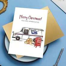 1pc Christmas Thank You Card With RedEnvelope - Postal Service Appreciation, Elegant Minimalist Holiday Card For Workers, Family, Friends - High-Quality Paper Holiday Greeting Card - Perfect Christmas Gift, Festive Season Greetings, Simple Festive Artwork, Sturdy Envelope Included, Best For Christmas