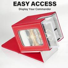 Magnetic Card Deck Box For TCG Storage, Holds 100 Double-Sleeved Cards - Red & White - View 2