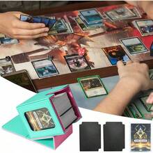 Magnetic Card Deck Box For TCG Storage, Holds 100 Double-Sleeved Cards - Green & Pink - View 5