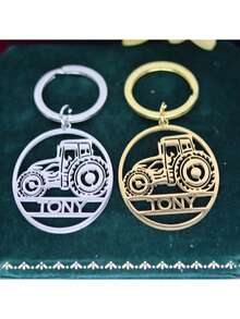 Customized Keychain Without Chain - Personalized Stainless Steel Keychain, The Best Gift For Your Loved One, Durable And Fashionable, Suitable For Backpacks, Cars, Loved By Men, Tractor Enthusiasts And Outdoor Lovers, Great For Room Decor