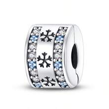 CYCUFF 1 件镀银饰品冬季蓝色雪花串珠吊坠适用于原创手链项链 DIY 珠宝制作配饰女士礼物生日礼物 - 彩色 - 查看 16