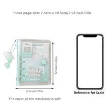 Rosyposy Libreta de diario de 70 hojas con encuadernación de 1 pieza con página interior de color, mini libro de bolsillo portátil con cubierta de PVC transparente linda, viene con pegatinas y etiquetas adhesivas - Multicolor - Ver 6