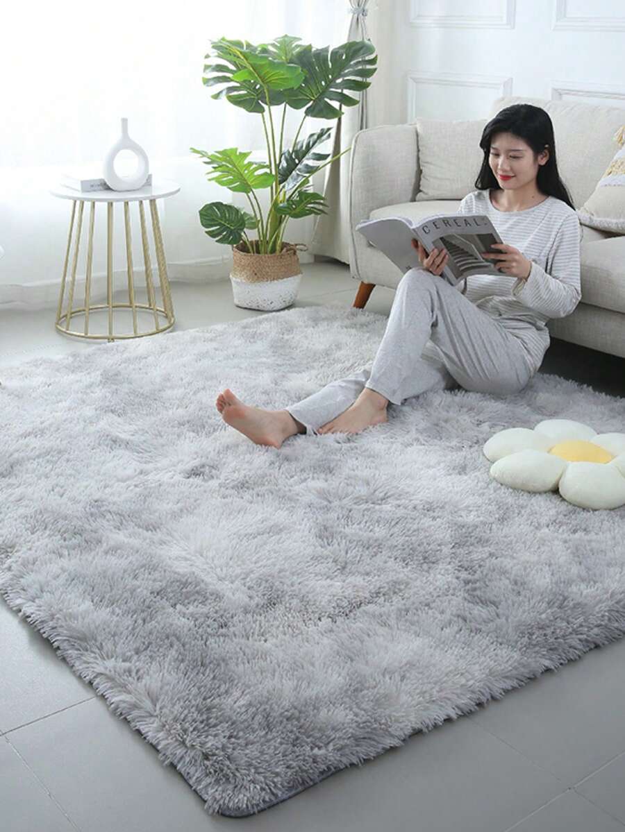 Alfombra de felpa, moderna, suave, agradable para la piel, fácil de limpiar, se puede utilizar en dormitorios y salas de estar para hacer que su hogar sea más hermoso. - Gris Claro - Ver 1