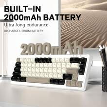 ATTACK SHARK M68 65% Wireless Gaming Keyboard, Bluetooth/2.4GHz/Wired 3-Mode Silent Membrane Keyboard, PBT Keycaps, 2000mAh Rechargeable Battery, 67-Key Rainbow LED Backlit PC Gaming Keyboard - Multicolor - View 7