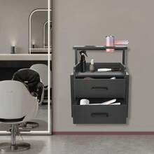 Sweetmile Salon Wall Cabinet 2 Drawers Wall Mounted Salon Storage Cabinet For Barber Store - Black - View 2