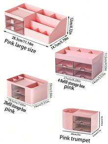 Caja de almacenamiento de maquillaje de gran capacidad con 2 cajones, adecuada para tocador, baño y escritorio de dormitorio, organizador de maquillaje para brochas, sombras de ojos, loción, lápiz labial, esmalte de uñas - Blanco