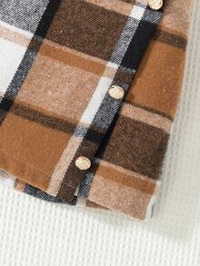 3 件女士优雅秋冬套装：格子背心外套 + 黑色纹理高领上衣 + 格子迷你裙，时尚、优雅，适合休闲和日常穿着 - 黑色 - 查看 6