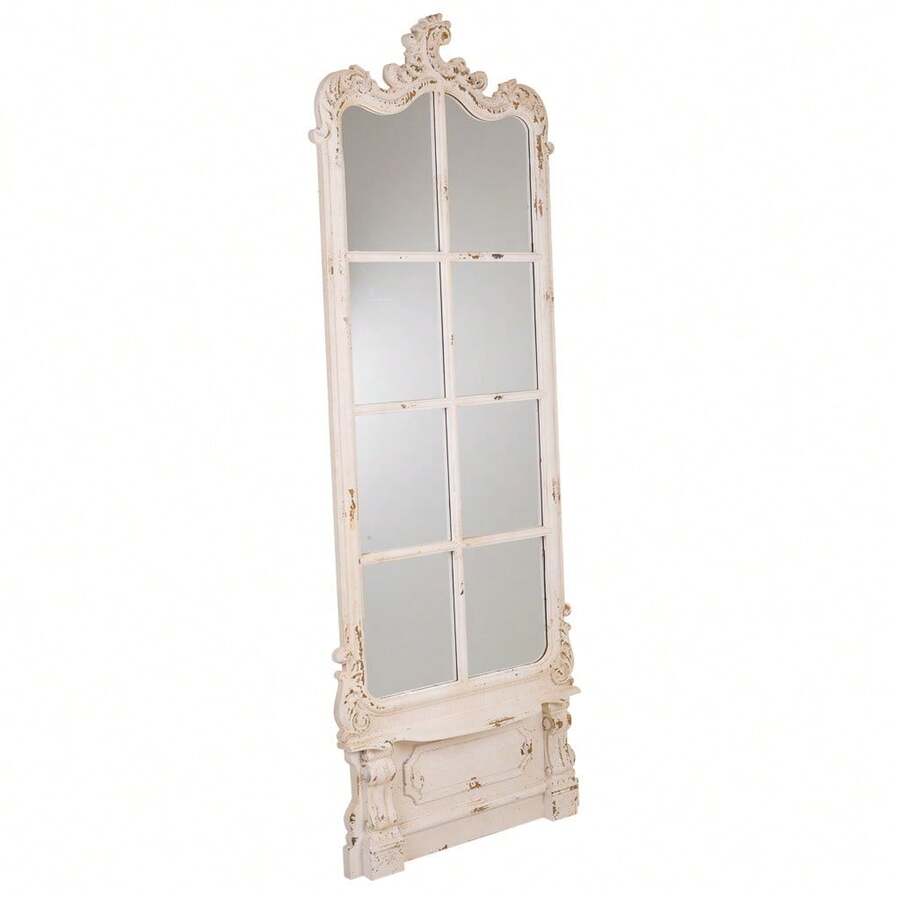 Wanderlust Weißer Holzspiegel 75x7x215h cm