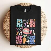 180g pure Cotton Dentist Shirt, Dental Assistant Shirt, Gift for Dental Hygeinist, Dental Assistant Student Dental Hygiene Shirts Tshirt Dentist Assistant female Comfortable streetwear Unisex Women Top Graphic Tees Breathable women Stretched Slightly graphic Versatile - Negro - Ver 3
