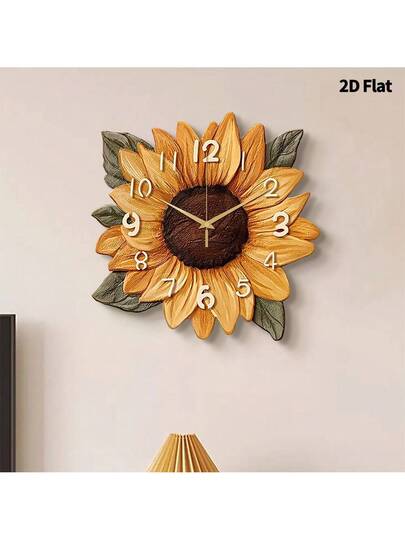 2D Flat Piece Creative Sunflower Home ation Wand Clock, Ultra Quiet Quartz Movement, No Ticking Sound, ative Painting Living Room, Bedroom Office, Stylish Klok Watch, Unique Personalized, Clear Reading Time, view 2