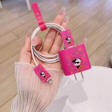 Disney Estuche de teléfono y juego de cable de datos con diseño de patrones con licencia oficial, compatible con iPhone 17, 16, 15, 14, 13, 12, 11 y varios modelos