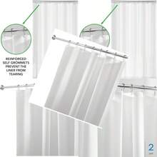 IDesign PEVA Plastic Shower Curtain Liner Mold And Mildew Resistant Plastic Shower Curtain For Use Alone Or With Fabric Curtain 72 X 72 Inches Set Of 2