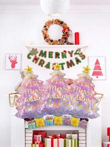 3pcs Pink Christmas Tree Balloons Christmas Balloon Christmas Tree Foil Balloons For Christmas-Themed Birthday Party Supplies Decorations Party Decorations Balloon Party Sets