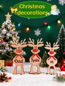 1/3/5 Pieza/Set, Adornos personalizados de renos, personalización grabada con láser, adecuado para adornos personalizados de miembros de la familia, parejas, decoraciones de dormitorio, decoración interior, mejores amigos, decoraciones de dormitorio escolar, regalos de Navidad para compañeros de clase y maestros