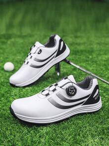 Herren Golfschuhe Neue Dicksohle Rutschfest Verschleißfest Niedrig-Top Rundkappe Drehverschluss Herren Profigolf Weiche Sohle Starker Grip Herren Profitrainingsschuhe Leder Wasserdicht Ölabweisend Große Größe 46 Bequeme Herren Sportschuhe