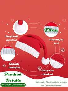 Custom Santa Claus Hats, Christmas Beanie Hats, Personalized Santa Claus Hats, Dinosaur Hats Christmas Party Hats, Santa Claus Hats, Red Knitted Baseball Hats, Suitable For Family, Solid Color, Winter Hats, Christmas Decorations, Christmas Gifts