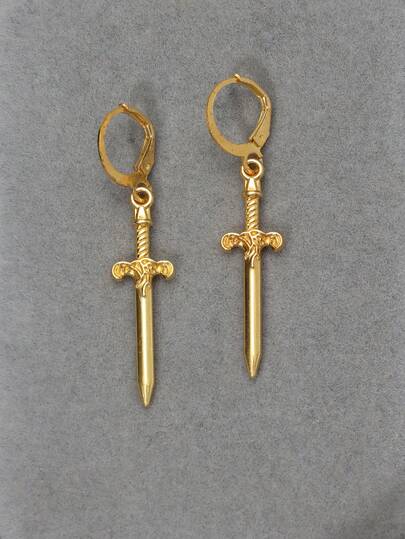 2 PCS Gold Filled Or Sterling Silver Sword Hoop Earrings. Sword Jewelry, Gothic Jewelry, Blade Earrings, Medieval Jewelry