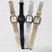 Women's Square Silicone Watch - Plateado - Ver 3