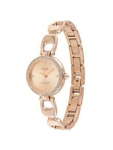 Coach Reloj analógico de cuarzo Park con correa de acero inoxidable en oro rosa para mujer, con detalles de cristal en tono rosa, 26 mm
