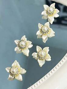 Nuevos Sakura con puntos dorados y diamantes, materiales de tienda de manualidades DIY para accesorios para el cabello como pasadores, placas de flores de resina DIY para abanicos de novia y otros accesorios florales de mano