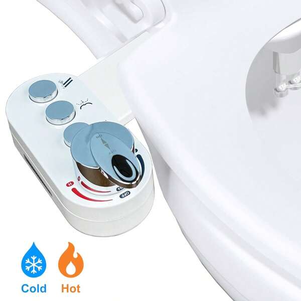 Luxus Bidet-Aufsatz für Toilette mit Warm- und Kaltwasser, Mini, abnehmbarer Schlüssel, ultra-schlanker Bidet-Aufsatz mit Warmwasser, nicht-elektrisch, einstellbarer Druck, selbstreinigend, Sprühdüse für Intimbereich und Damenwäsche, einfache Installation, familienfreundliches Produkt