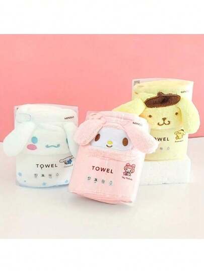 Toalla de baño de coral suave y absorbente de Cinnamoroll de Sanrio para el cabello seco, regalo festivo para el hogar