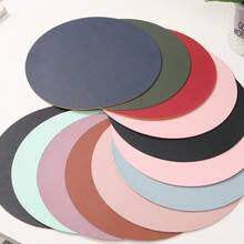 1pc Small Round Single/Double-Sided Solid Color Mouse Pad, Non-Slip Computer Office Gaming Desk Mat For Women